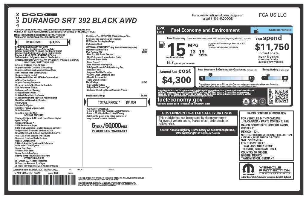 2024 Dodge Durango SRT 392 Plus AWD