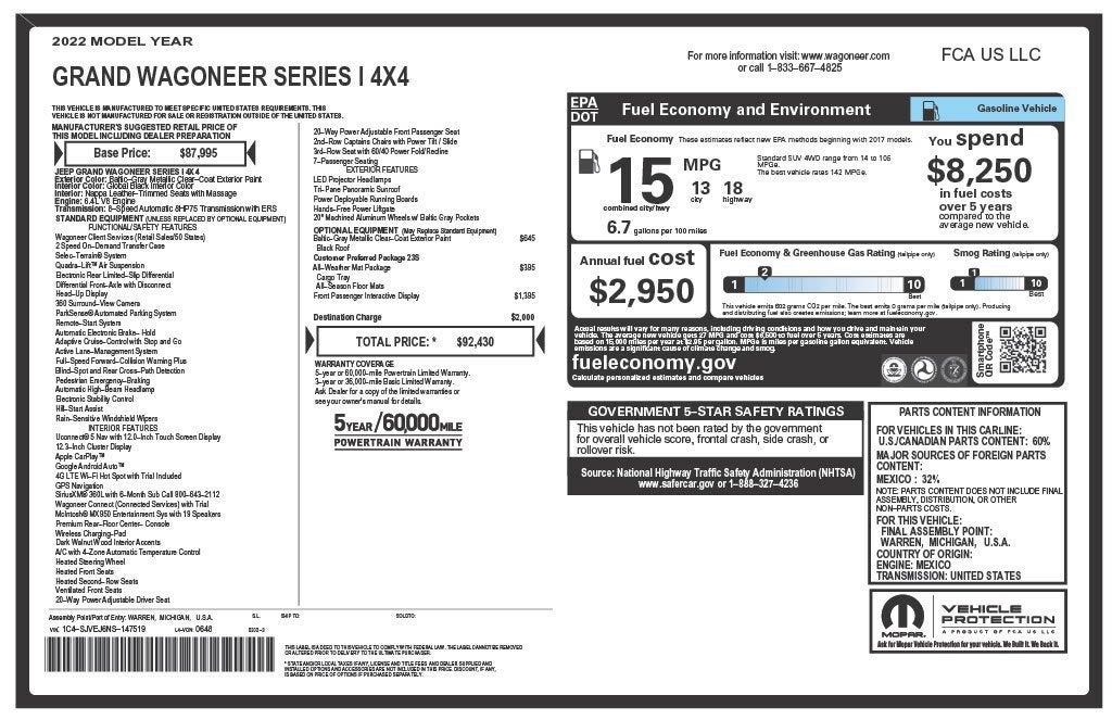 2022 Jeep Grand Wagoneer Series I 4x4