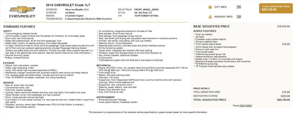 2014 Chevrolet Cruze 1LT