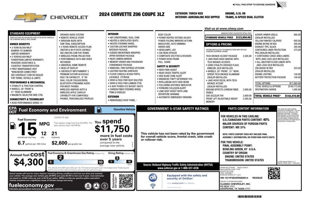 2024 Chevrolet Corvette Z06 3LZ