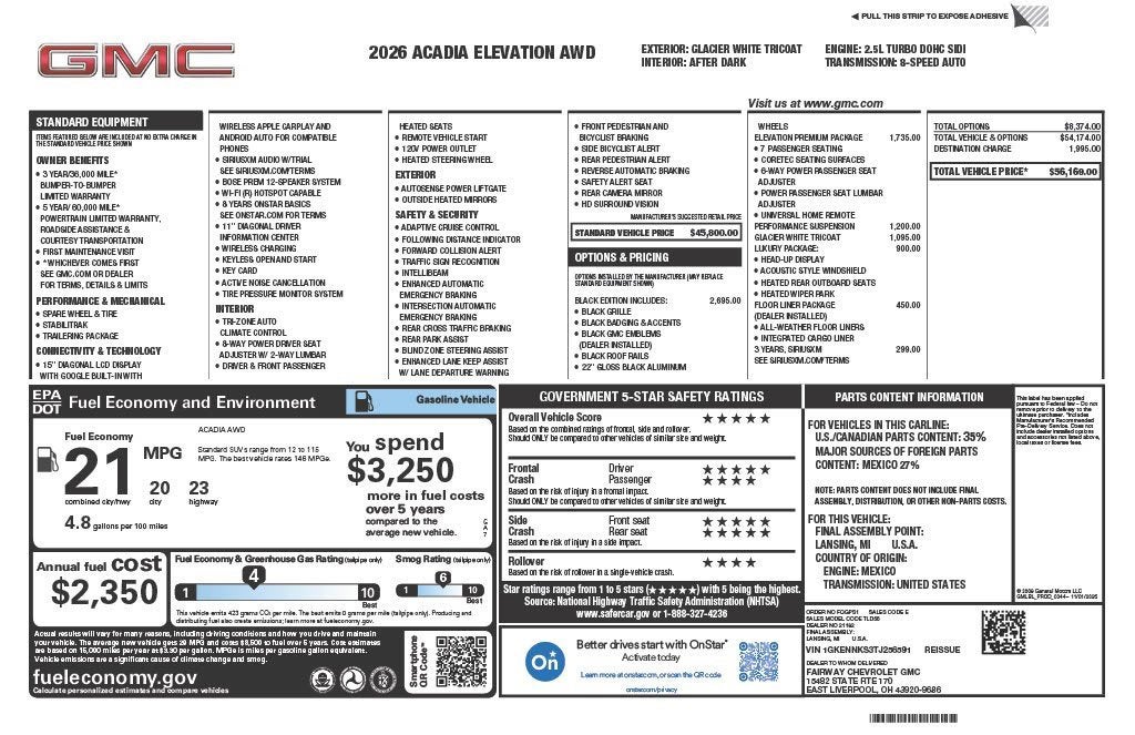 2026 GMC Acadia Elevation
