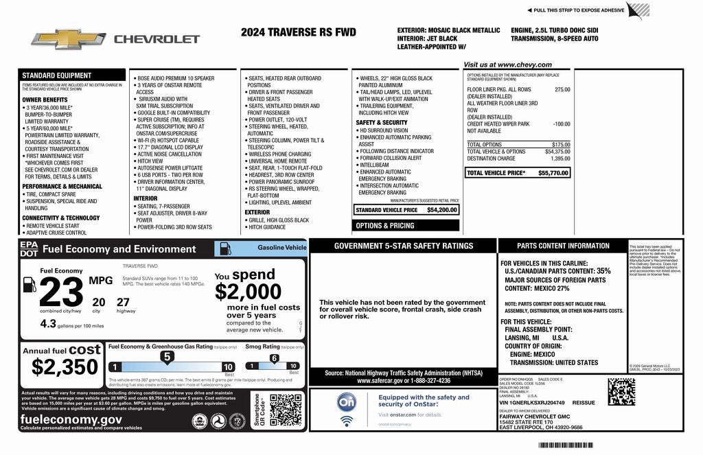 2024 Chevrolet Traverse RS