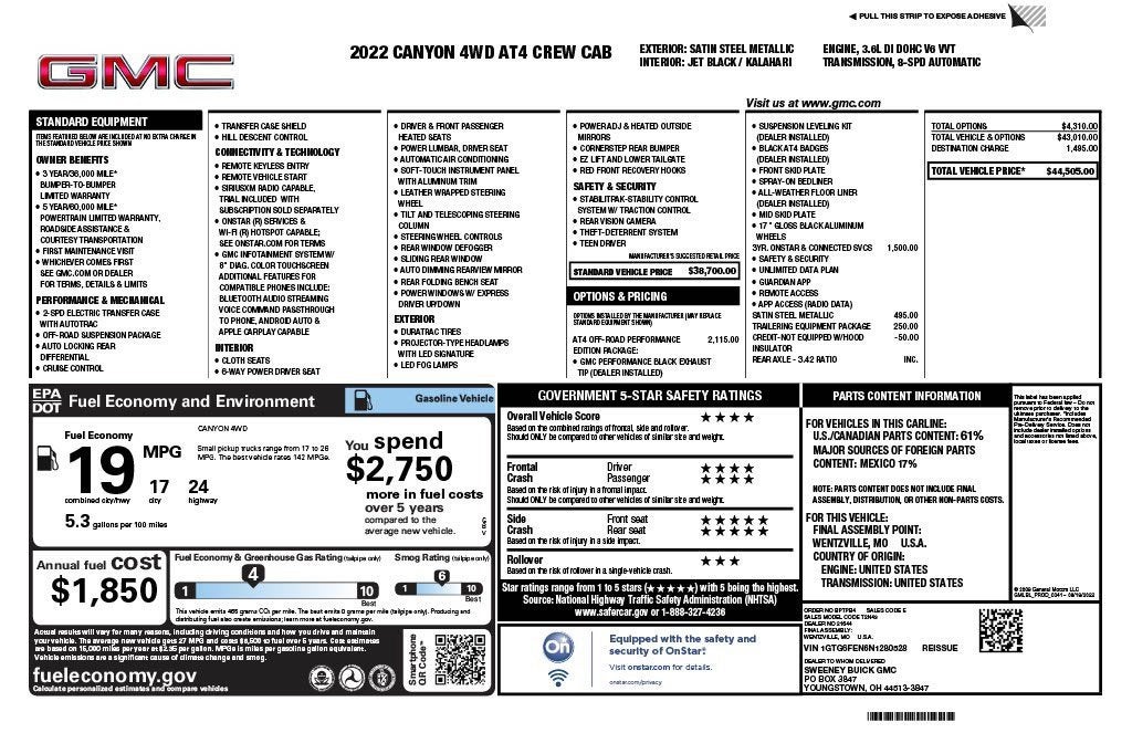 2022 GMC Canyon AT4 - Cloth