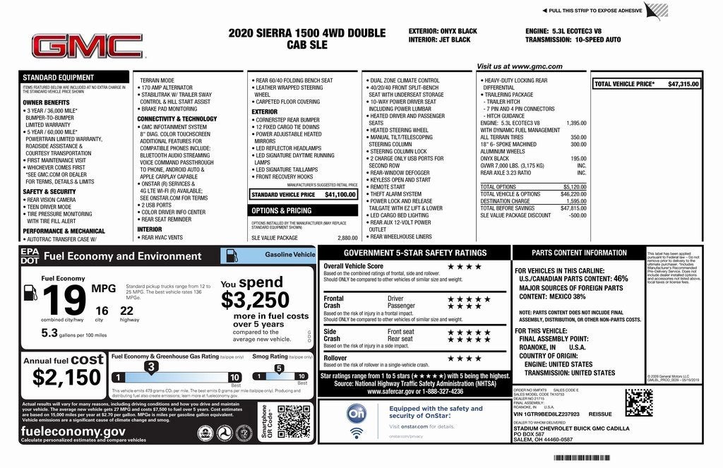 2020 GMC Sierra 1500 SLE