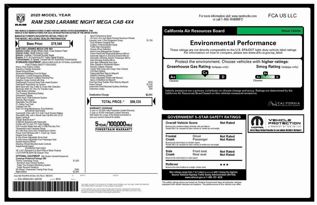 2025 RAM 2500 Laramie Mega Cab 4x4 6'4" Box