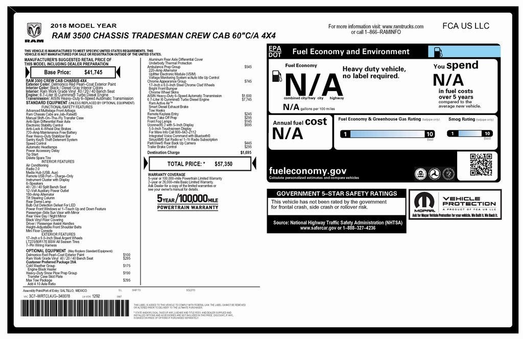 2018 RAM 3500 Chassis Cab Tradesman