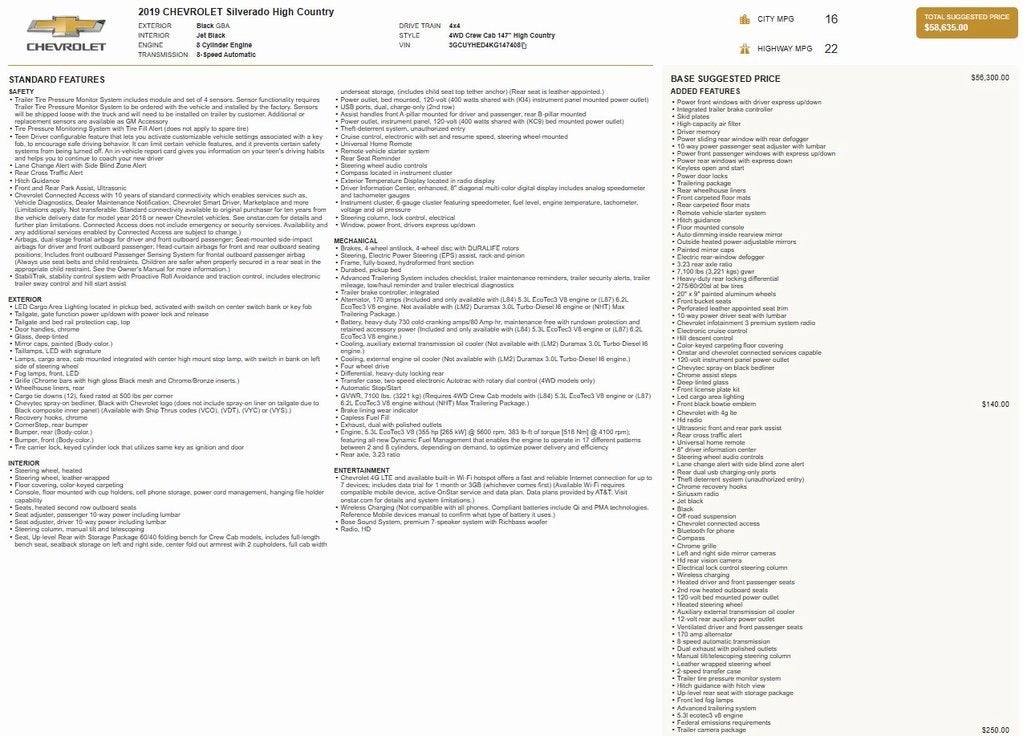 2019 Chevrolet Silverado 1500 High Country