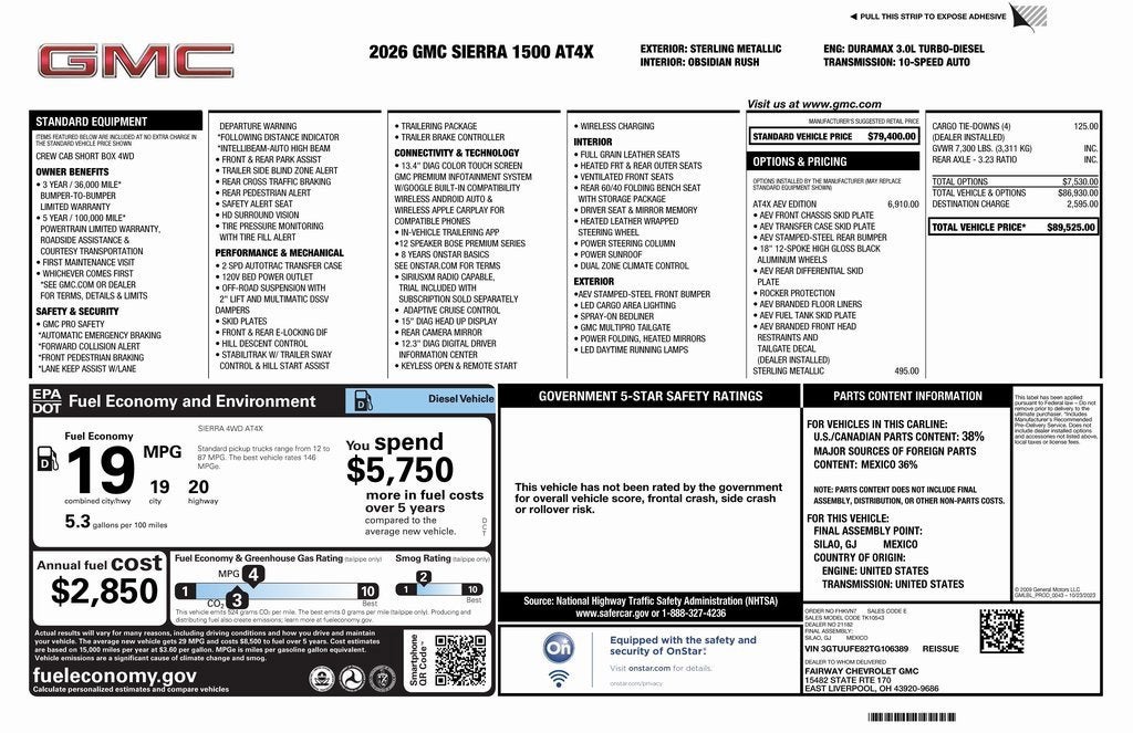 2026 GMC Sierra 1500 AT4X