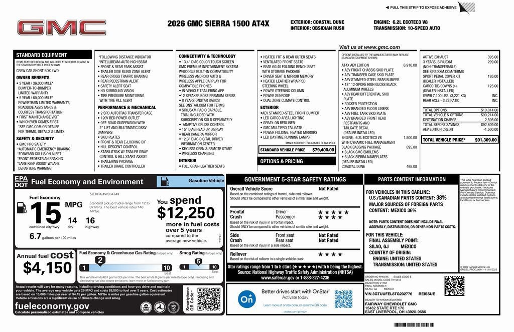 2026 GMC Sierra 1500 AT4X
