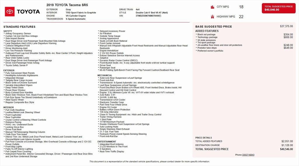 2019 Toyota Tacoma TRD Sport