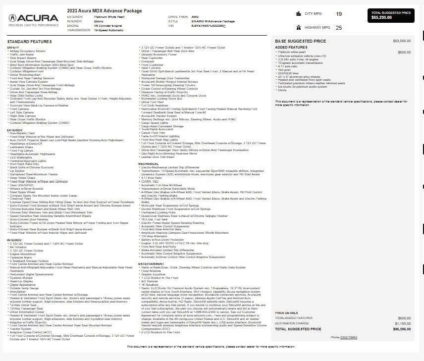 2023 Acura MDX w/Advance Package