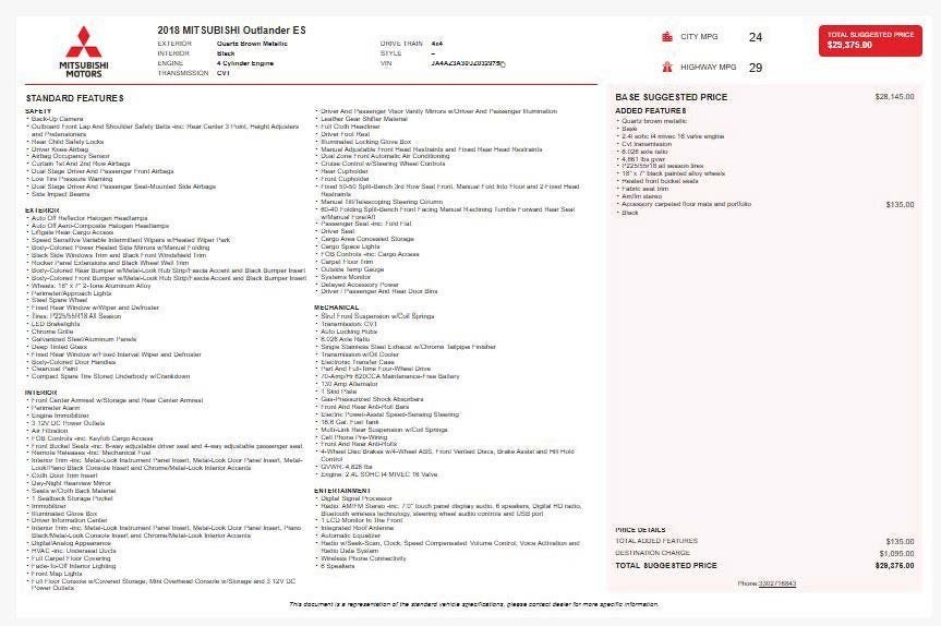 2018 Mitsubishi Outlander LE