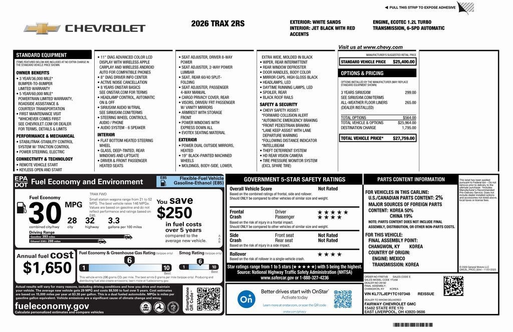 2026 Chevrolet Trax 2RS