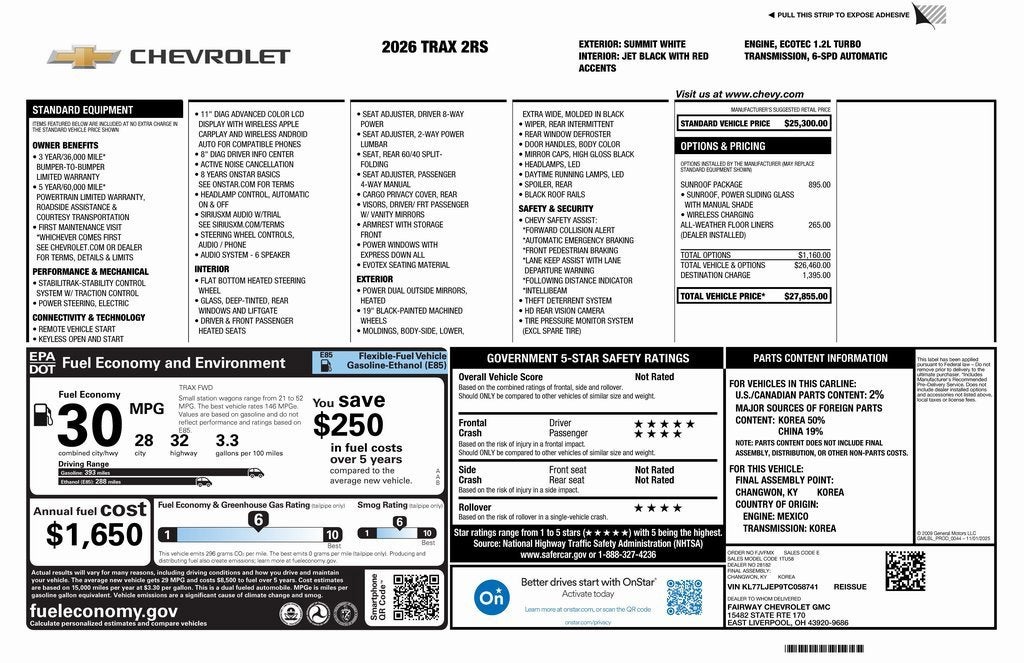2026 Chevrolet Trax 2RS