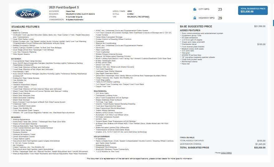 2021 Ford EcoSport S