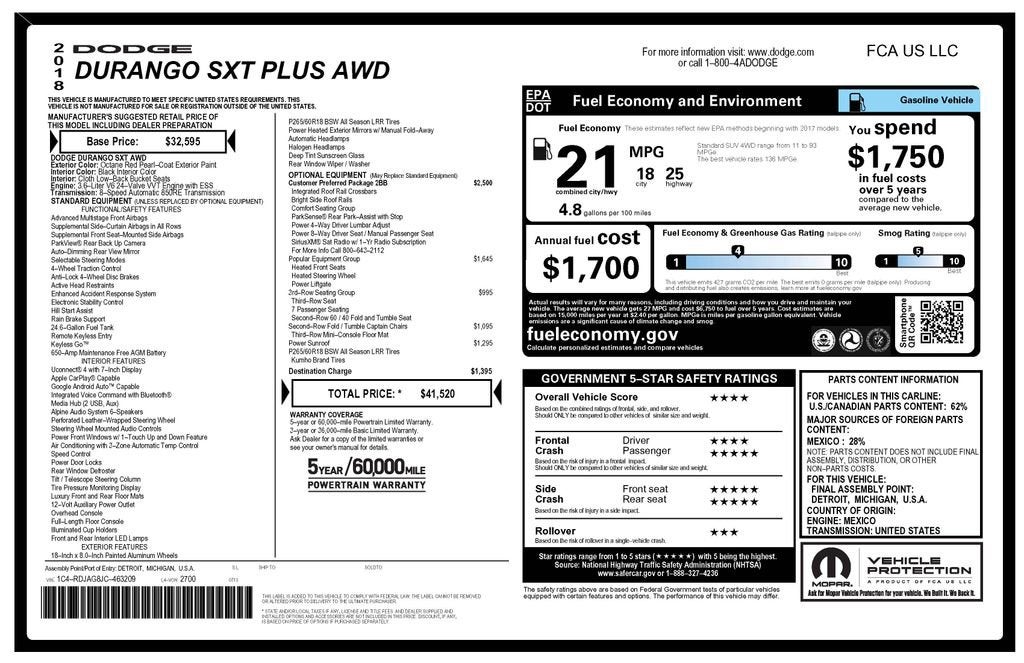 2018 Dodge Durango SXT AWD