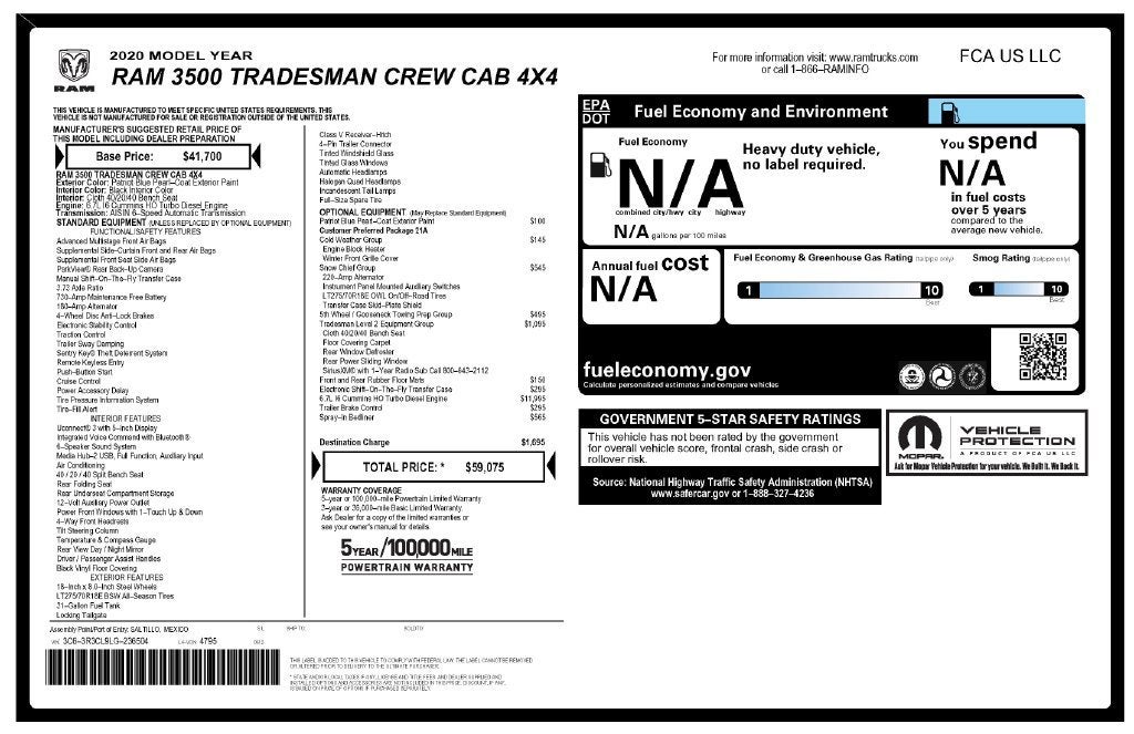 2020 RAM 3500 Tradesman