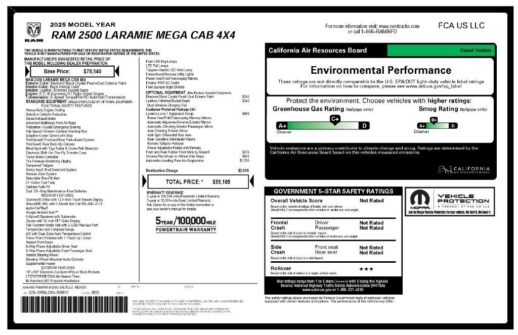 2025 RAM 2500 Laramie Mega Cab 4x4 6'4" Box