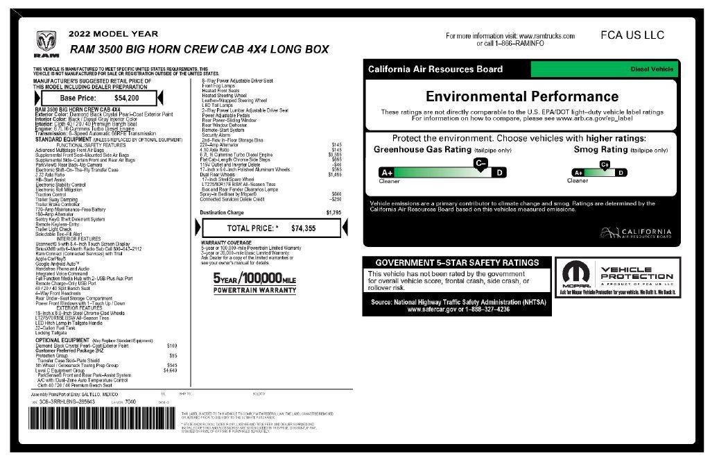 2022 RAM 3500 Big Horn Crew Cab 4x4 8' Box