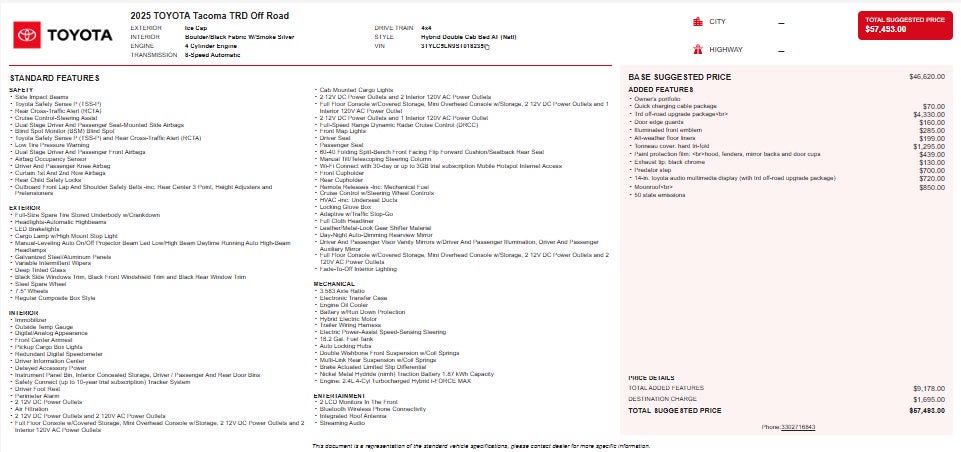 2025 Toyota Tacoma Hybrid TRD Off Road