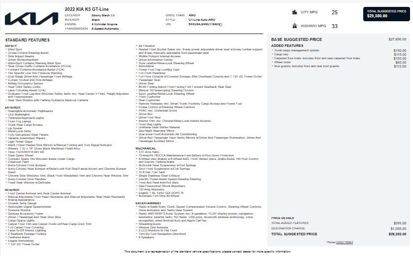 2022 Kia K5 GT-Line