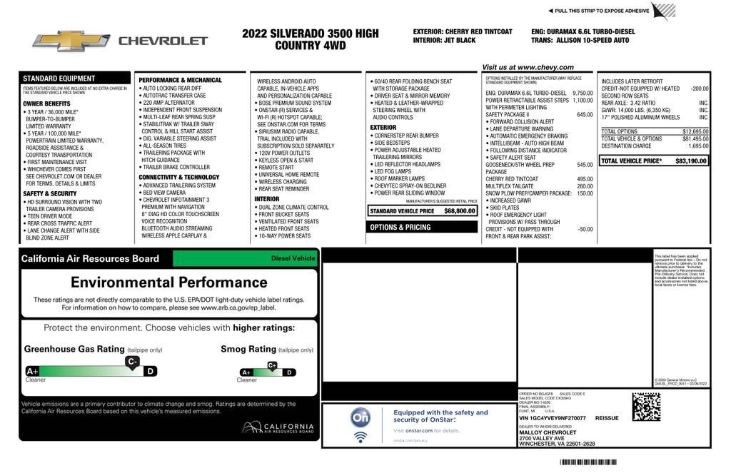 2022 Chevrolet Silverado 3500 HD High Country DRW