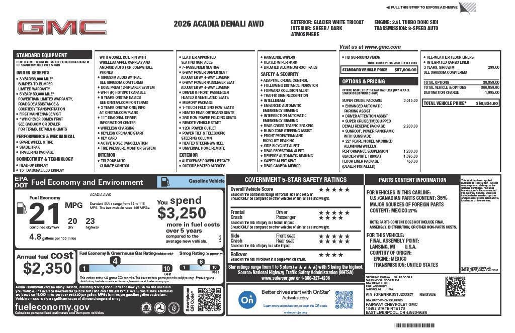 2026 GMC Acadia Denali