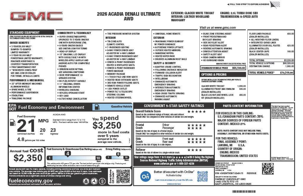 2026 GMC Acadia Denali Ultimate