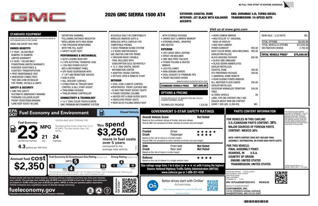 2026 GMC Sierra 1500 AT4