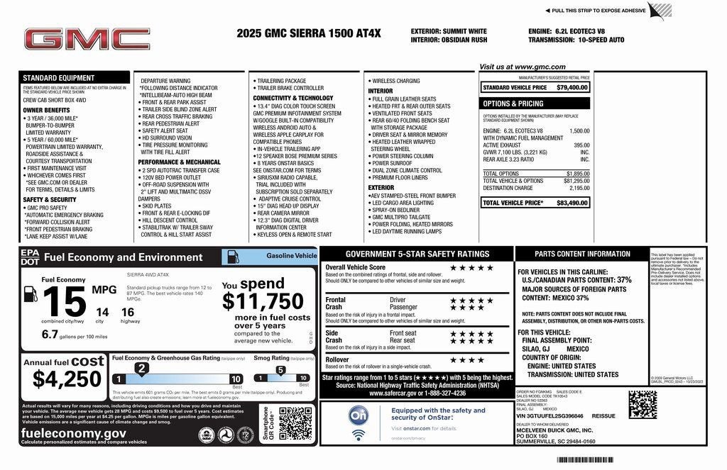 2025 GMC Sierra 1500 AT4X