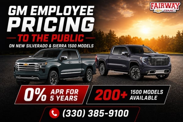 Fairway Chevrolet GMC website banner promoting GM Employee P