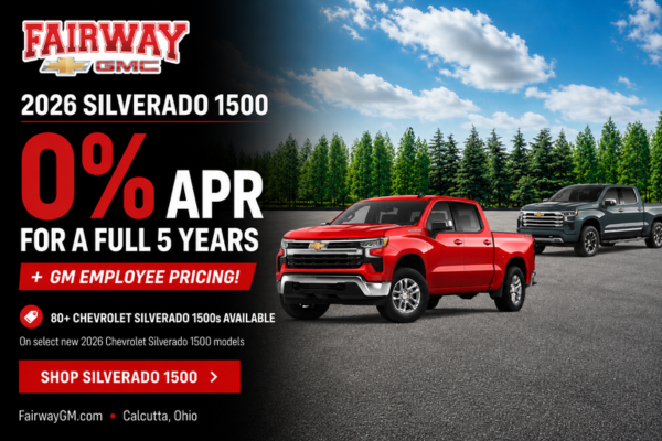 Fairway Chevrolet GMC banner featuring red and dark gray 202
