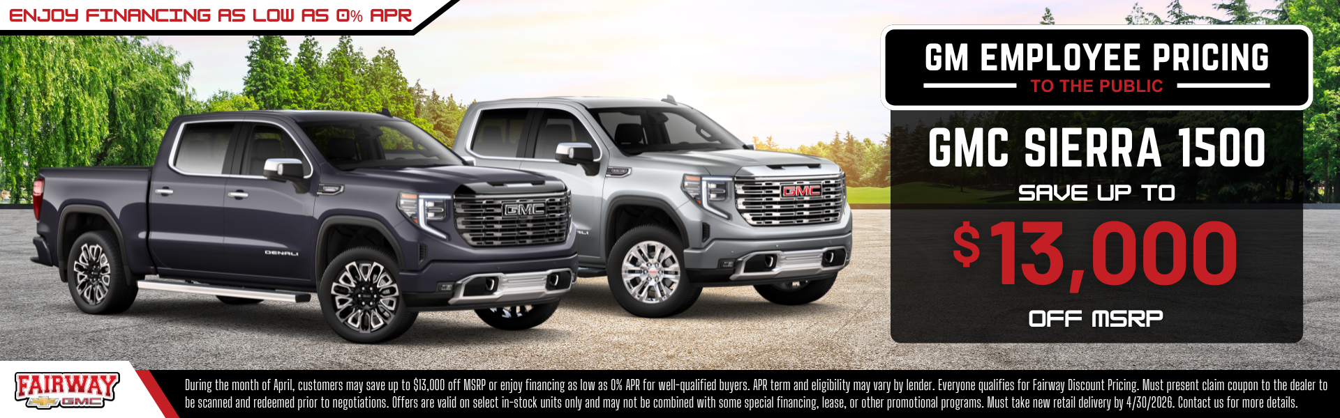Sierra 1500 savings up to $13,000 at Fairway GMC