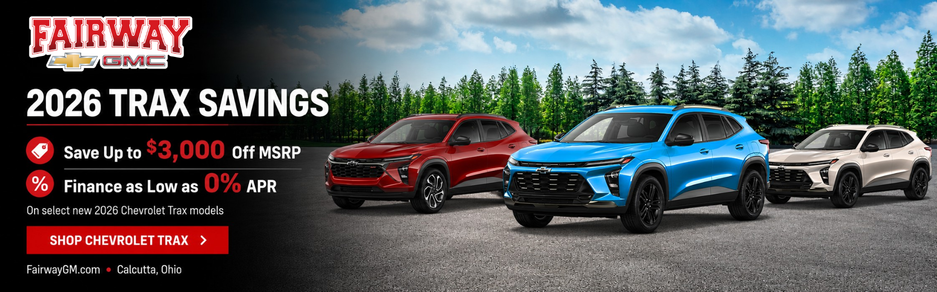 Fairway Chevrolet GMC 2026 Chevrolet Trax savings—save up to
