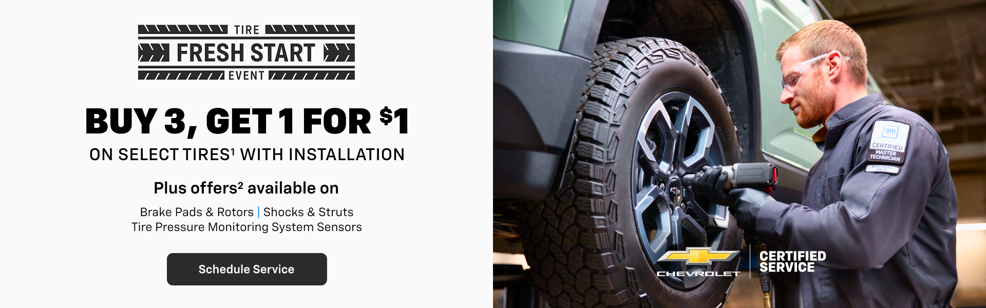 Tire Fresh Start Event at Fairway Chevrolet GMC. Buy 3 selec